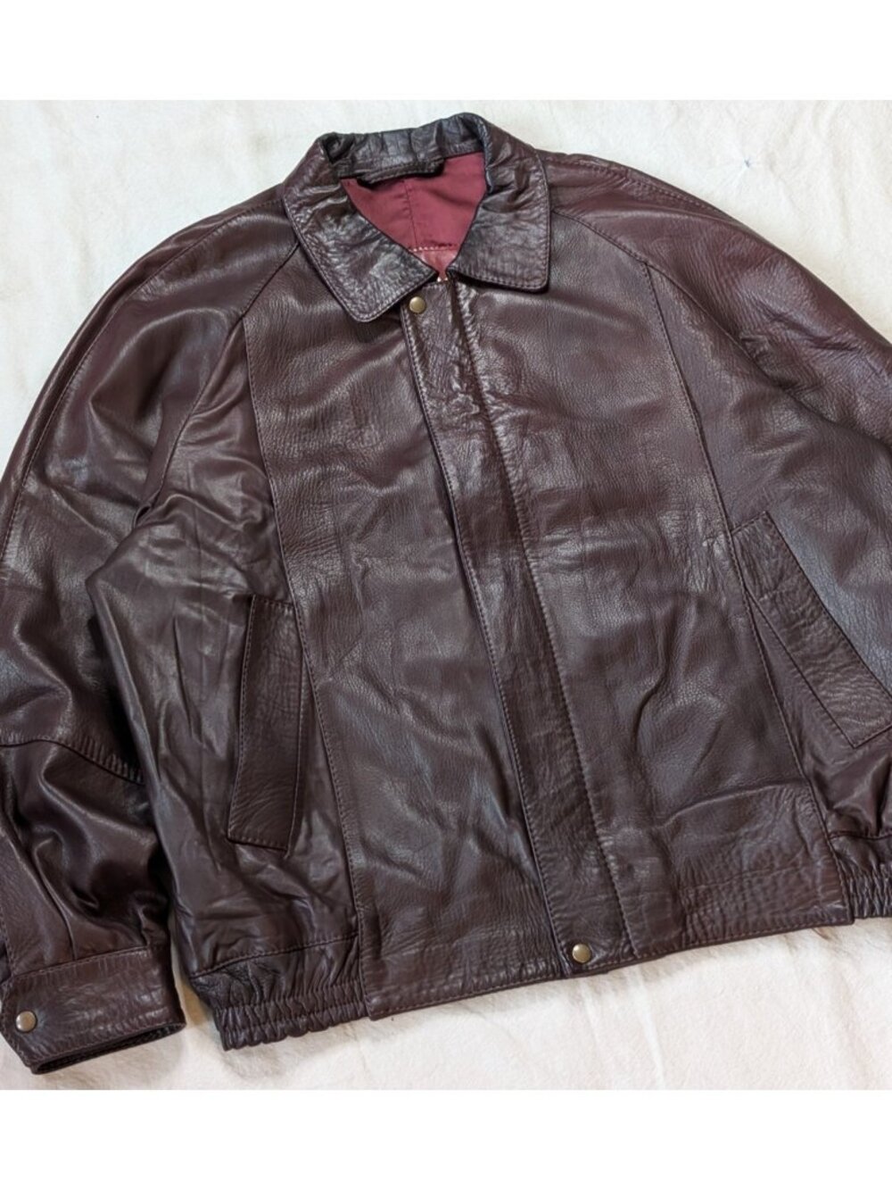 Nomar Barcelona Men's Vintage Lamb Leather Brown Zip Bomber Made in Spain Sz 54